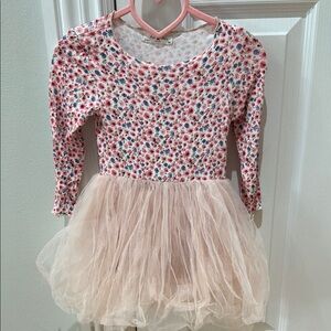 Petite Hailey Floral Long Sleeve Dress with Tulle Skirt